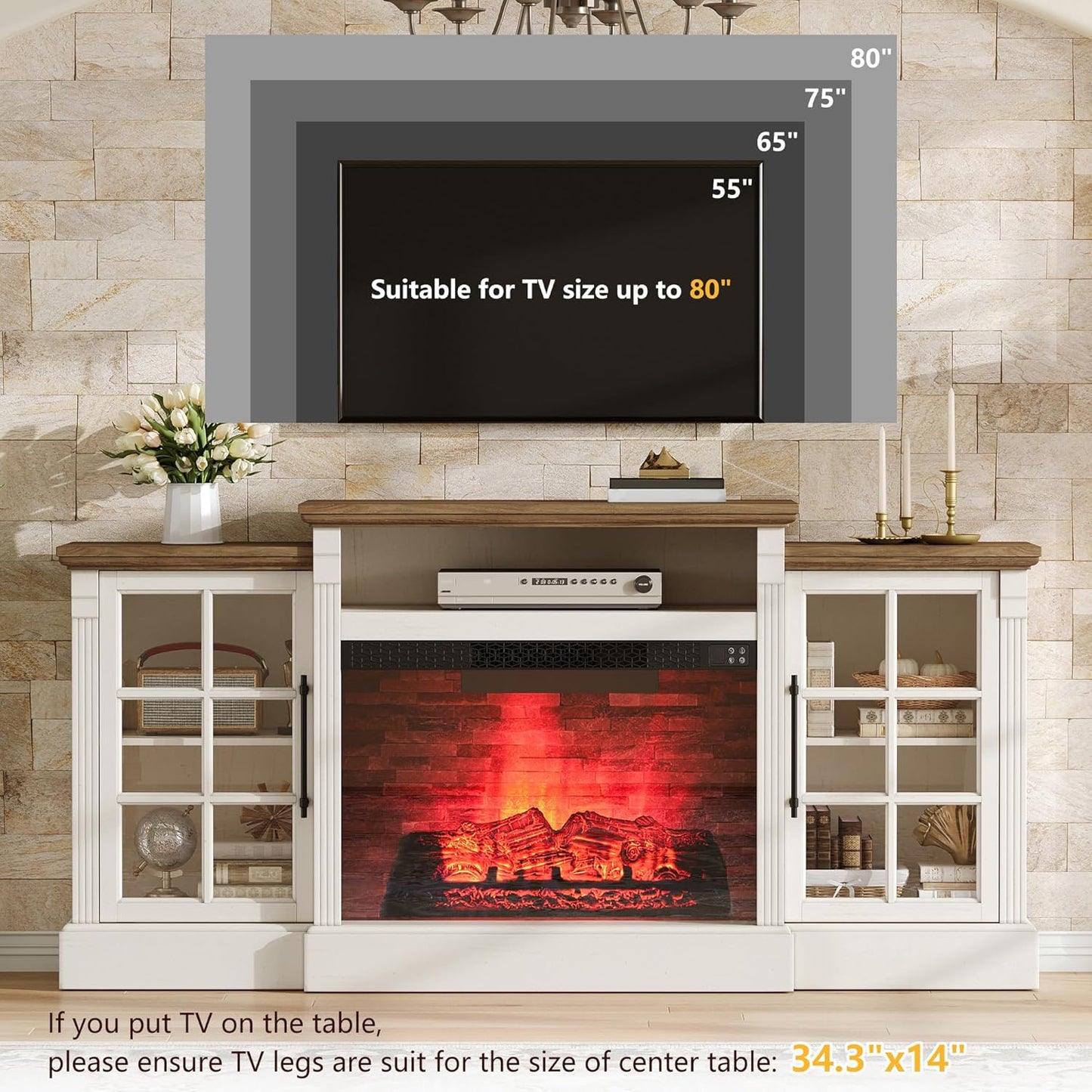 Everwood 70" Fireplace TV Stand Amerlife White