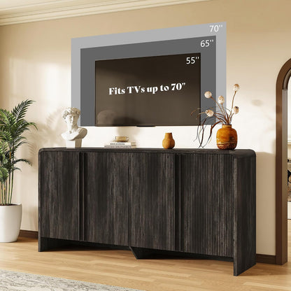 Sidra Fluted Buffet Cabinet Amerlife  Black