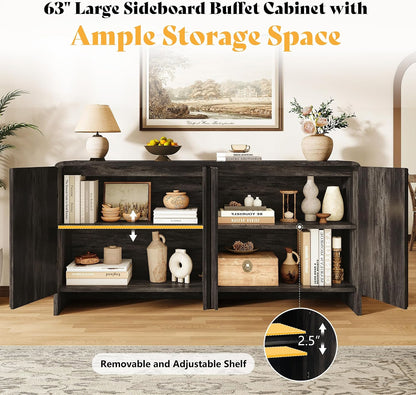 Sidra Fluted Buffet Cabinet Amerlife  Black