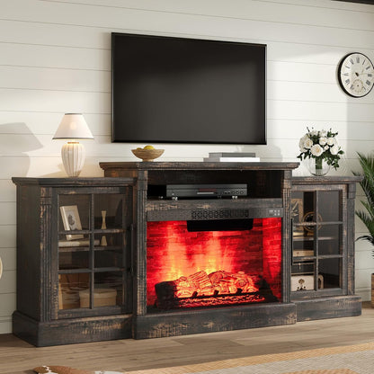Everwood 70" Fireplace TV Stand Amerlife Dark Oak