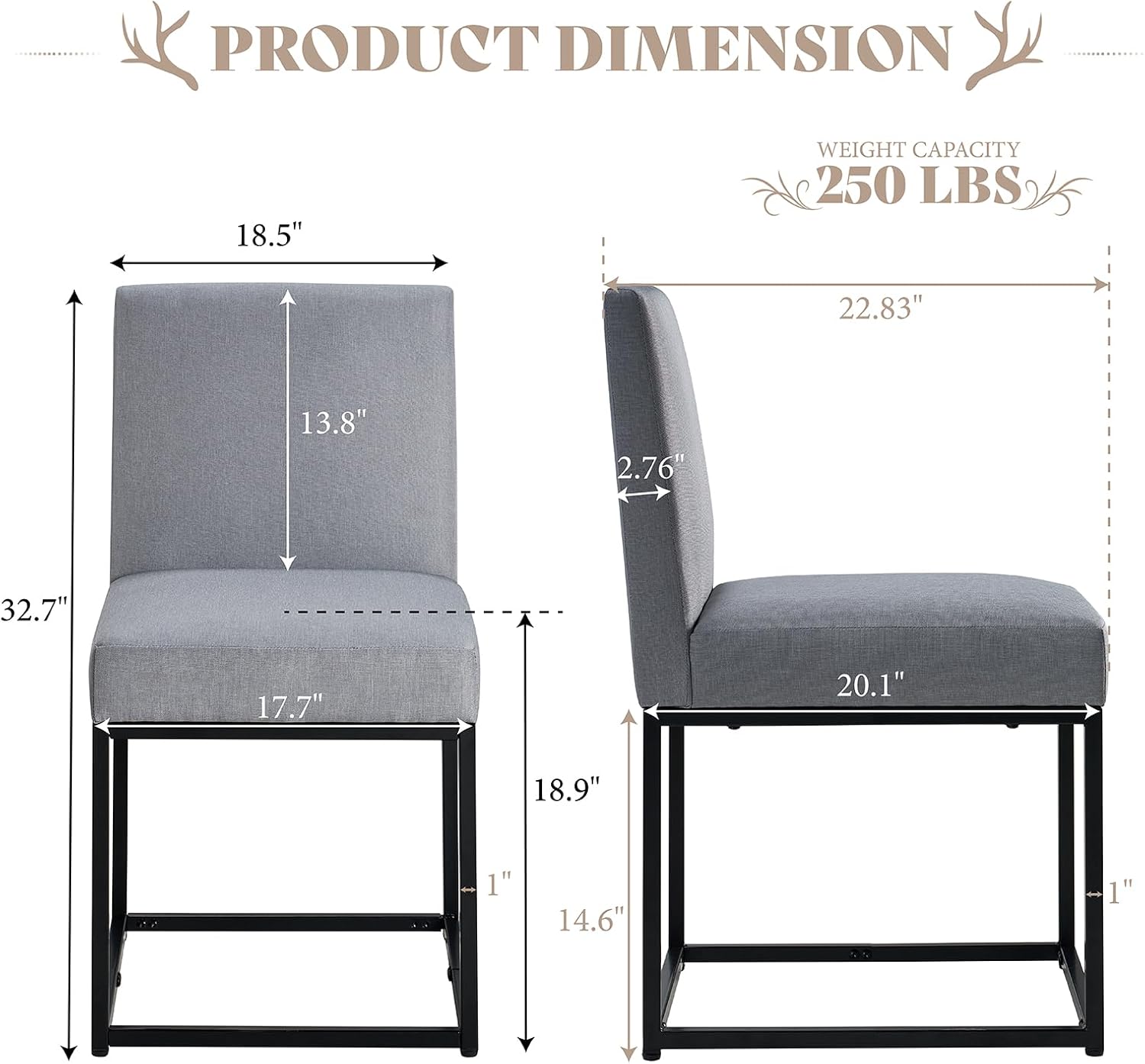 6-Piece Linen Dining Chairs Set - Grey