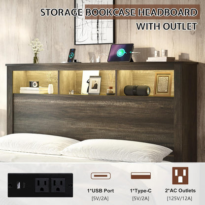 Larkin Storage Bed Frame - Full /RusticGrey