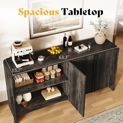 Sidra Fluted Buffet Cabinet Amerlife  Black