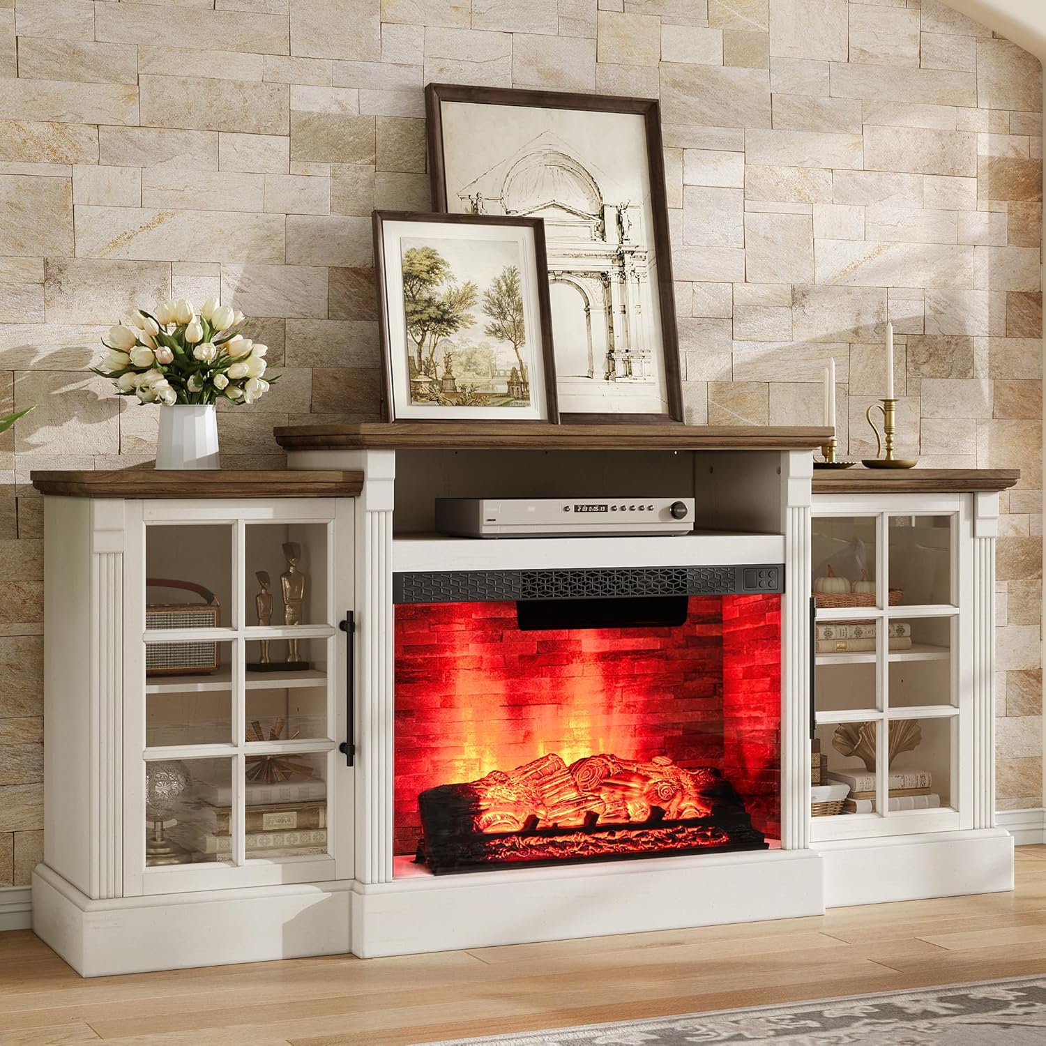 Everwood 70" Fireplace TV Stand Amerlife White