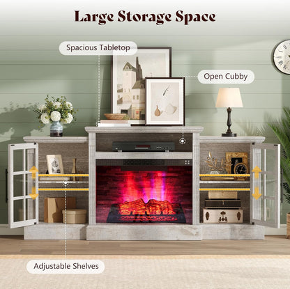 Everwood 70" Fireplace TV Stand Amerlife Rustic Grey