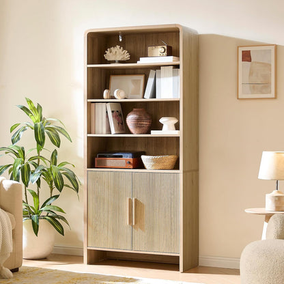Arcova 71" Tall Fluted Bookshelf Amerlife Natural
