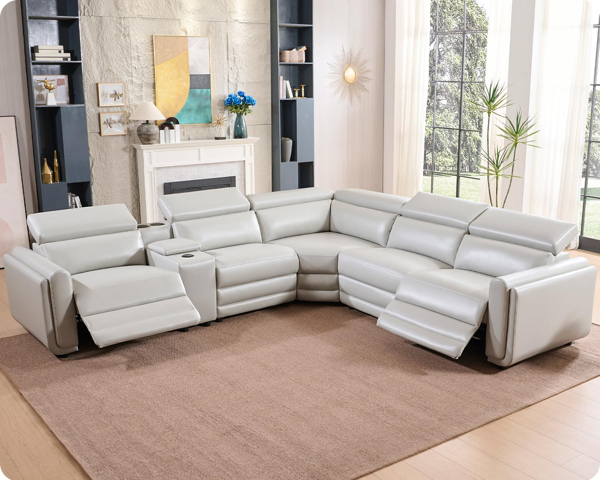 Vesper Dual Power Electric Reclining Sofa-Light Grey