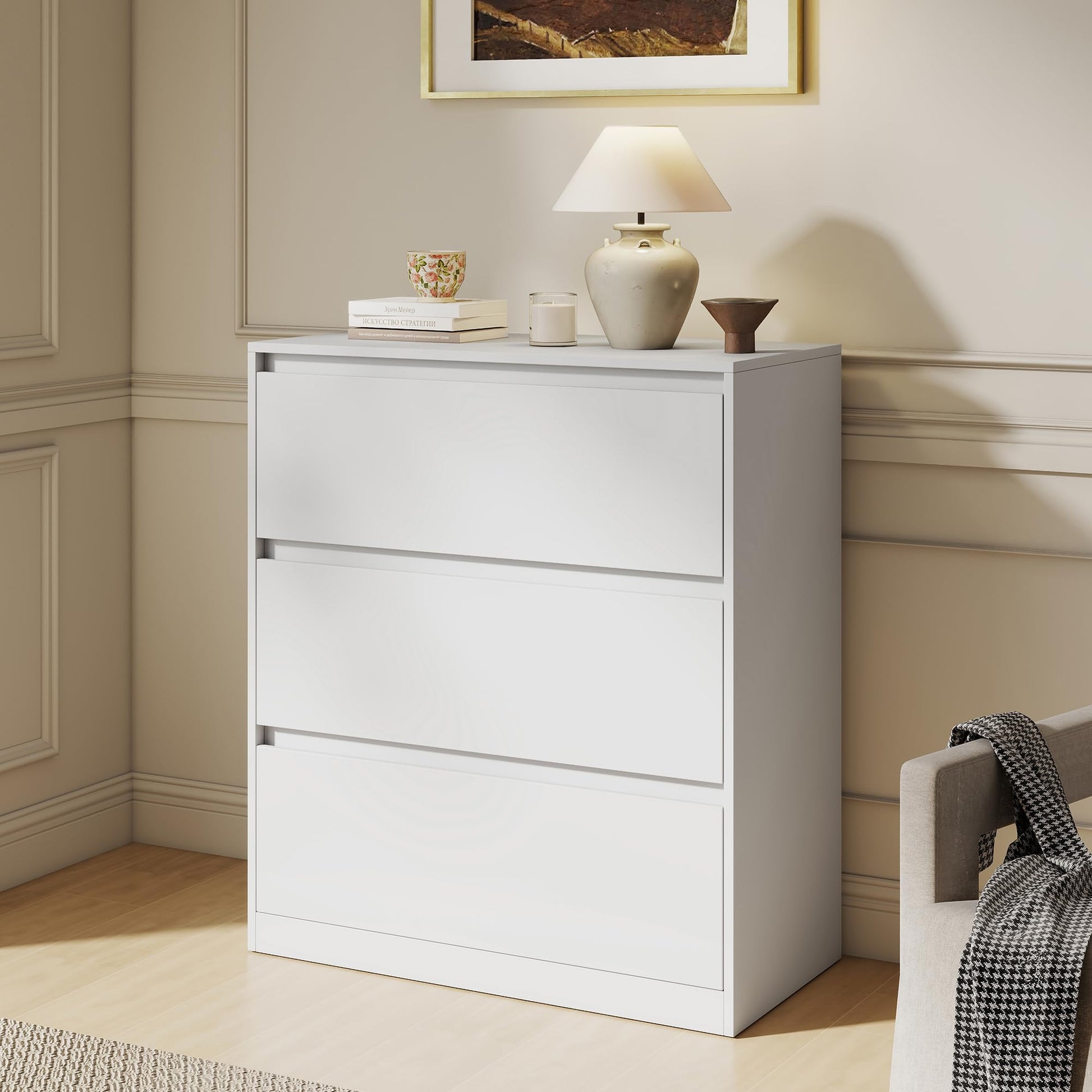 Amerlife Modular Glass Display Cabinet-3-Drawer Cabinet-White
