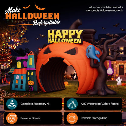 Giant Halloween Inflatable Ghost & Pumpkin-Pumpkin Arch-19.7 FT