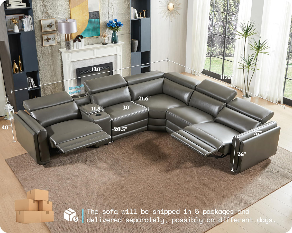 Vesper Dual Power Electric Reclining Sofa-Dark Grey