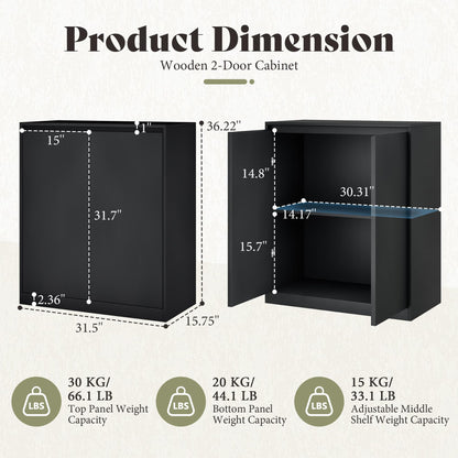 Amerlife Modular Glass Display Cabinet-2-Door Cabinet-Black