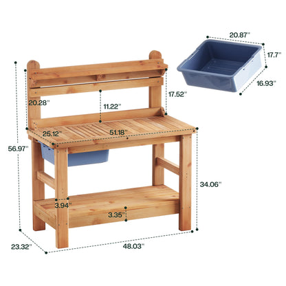 Coop Outdoor Solid Wood Potting Bench-Natural Wood