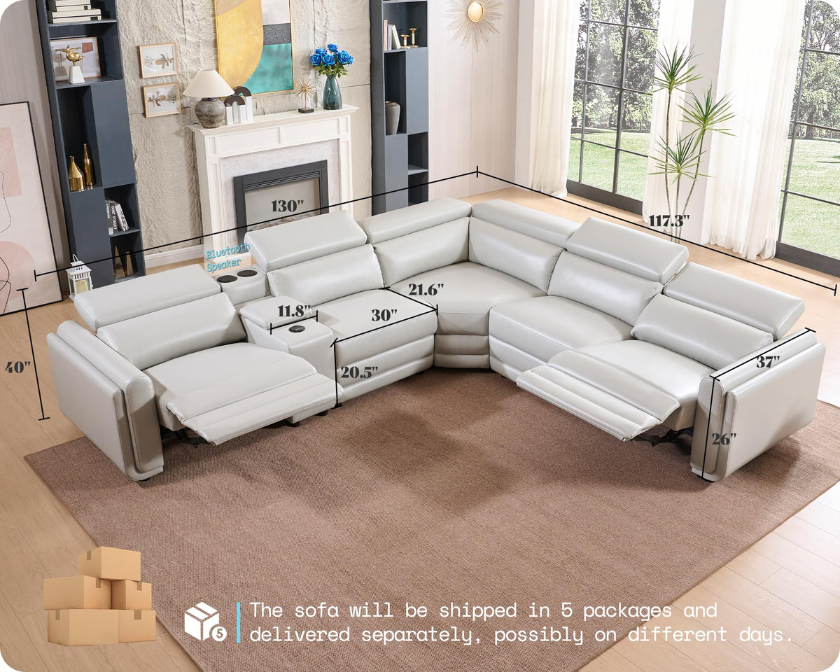 Vesper Dual Power Electric Reclining Sofa-Light Grey