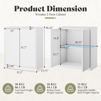 Amerlife Modular Glass Display Cabinet-2-Door Cabinet-White