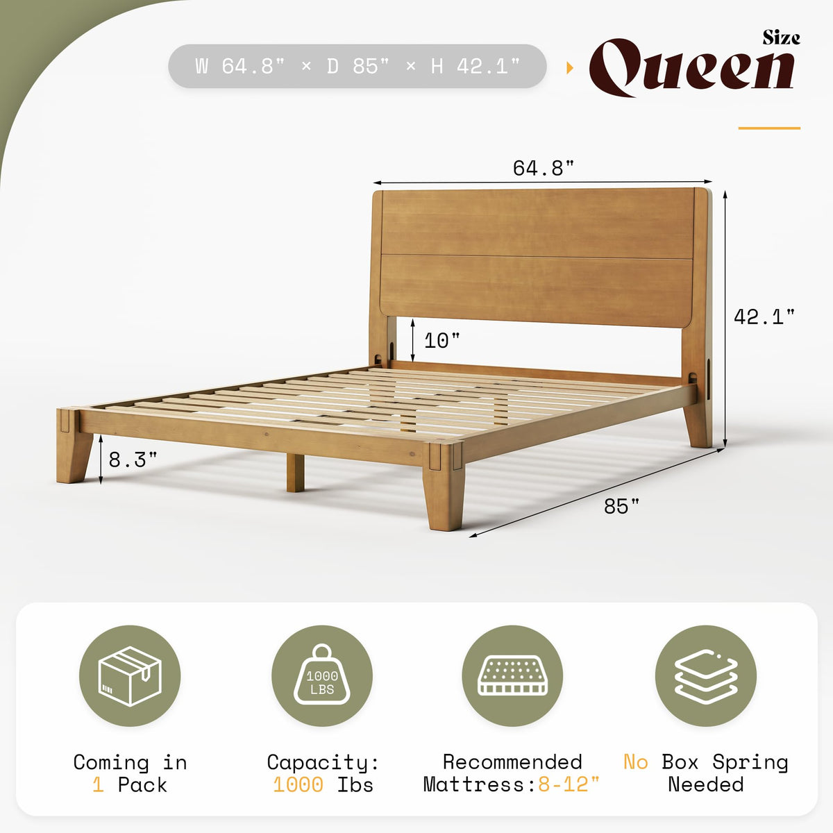 Quill Japanese Joinery Solid Wood Bed Frame-Queen-Brown Walnut