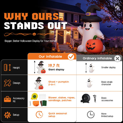Giant Halloween Inflatable Ghost & Pumpkin-Ghost & Pumpkin Combo-19.7 FT