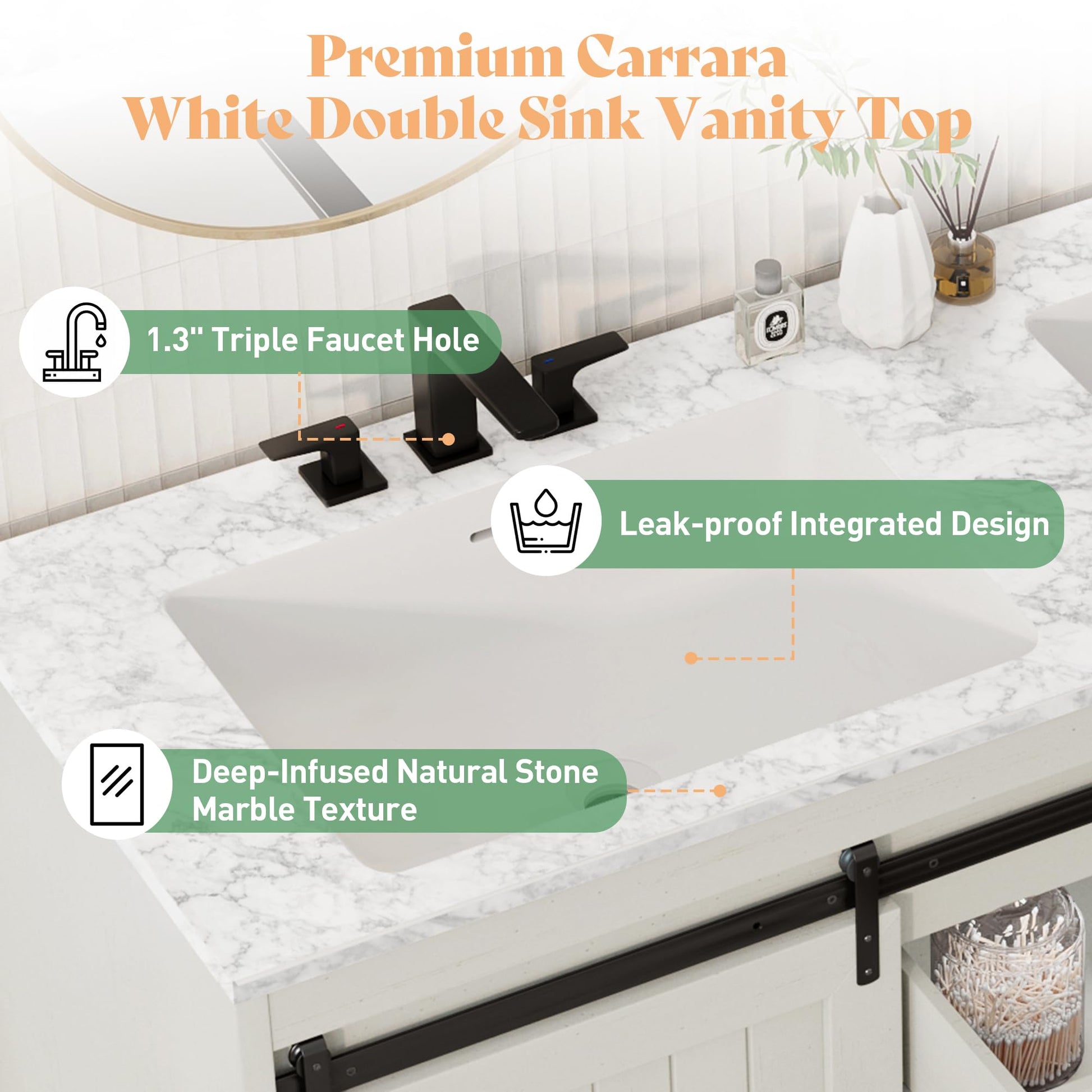 Bourbon Sliding Barn Vanity 60 inch Rustic White