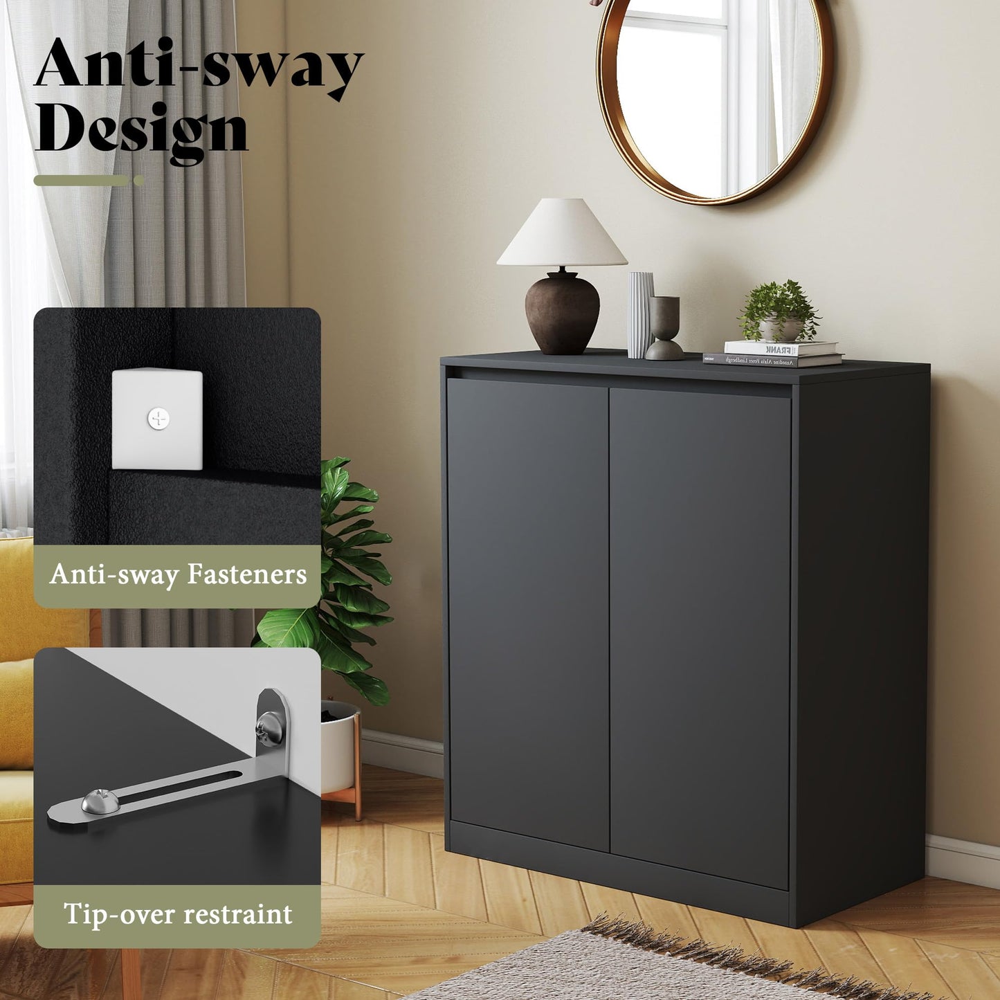 Amerlife Modular Glass Display Cabinet-2-Door Cabinet-Black