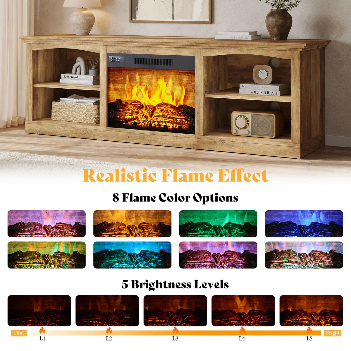 Nexis Farmhouse 70" Fireplace TV Stand