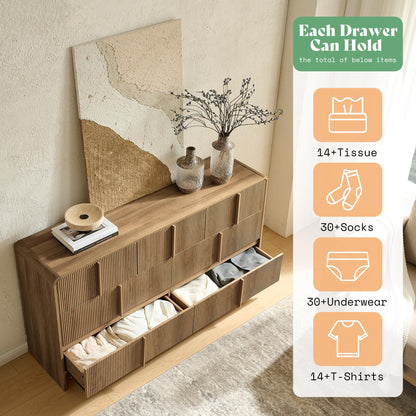 Garyon Fluted 7-Drawer Wide Dresser-Dark Walnut