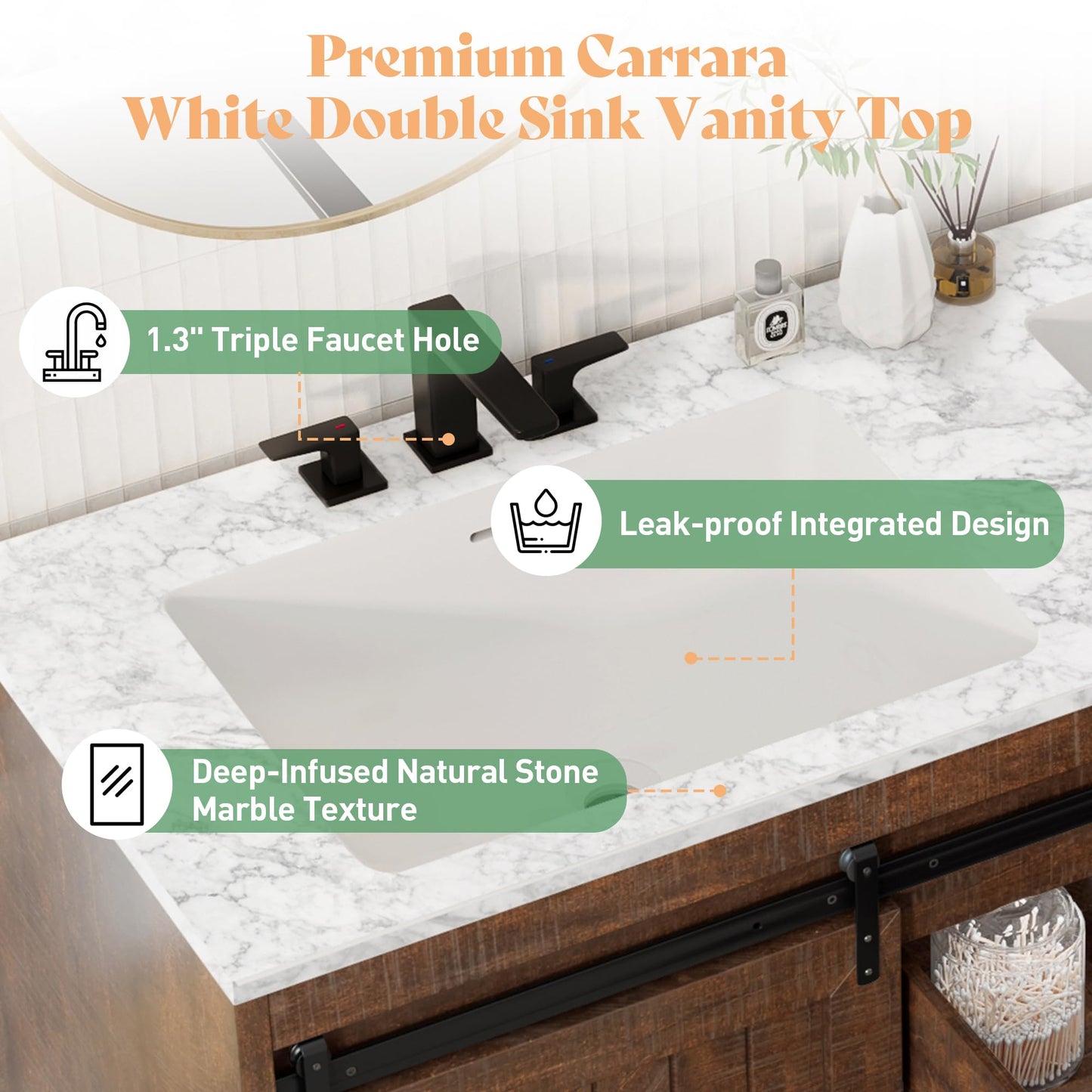 Bourbon Sliding Barn Vanity 60 inch Rustic Brown