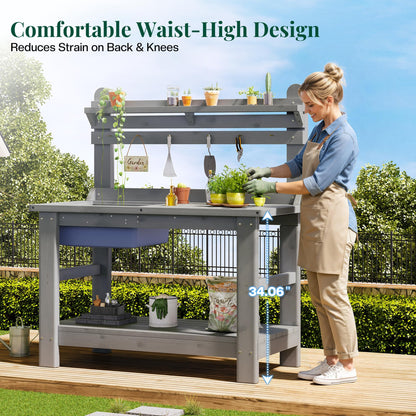 Coop Outdoor Solid Wood Potting Bench-Gray