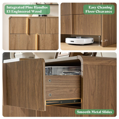 Garyon Fluted 7-Drawer Wide Dresser-Dark Walnut