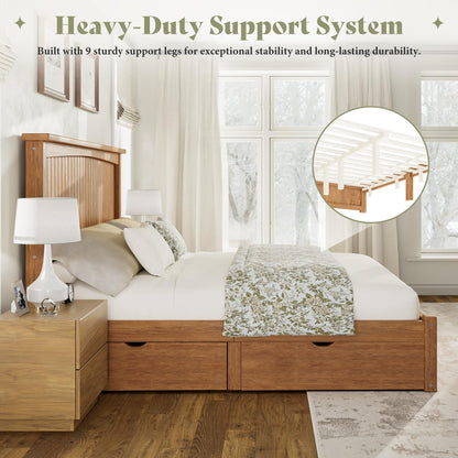 Solid Wood Platform Bed Frame-Full-Warm Brown