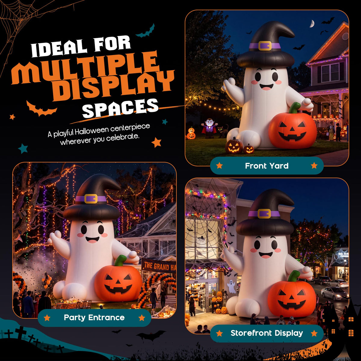 Giant Halloween Inflatable Ghost & Pumpkin-Ghost & Pumpkin Combo-19.7 FT