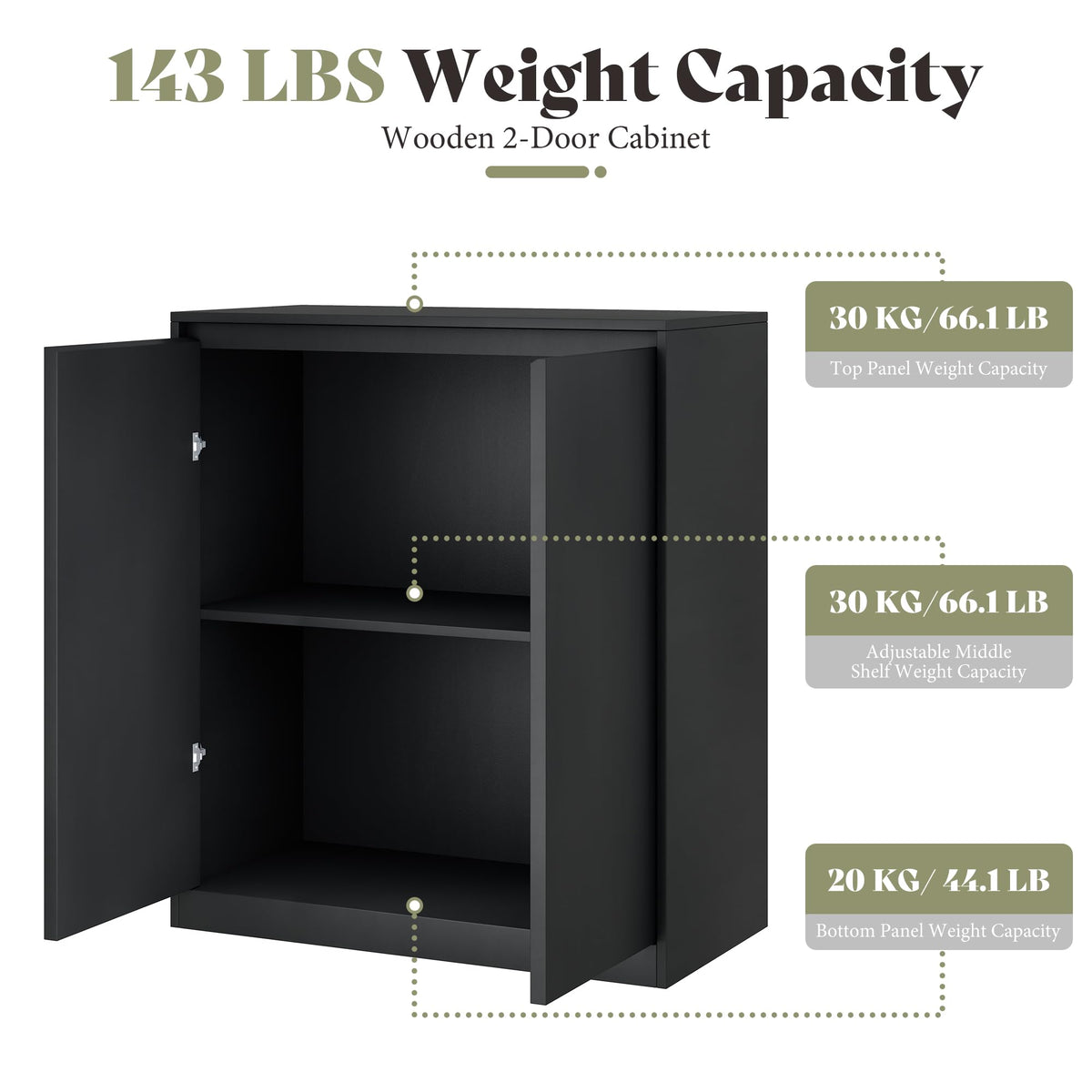 Amerlife Modular Glass Display Cabinet-2-Door Cabinet-Black