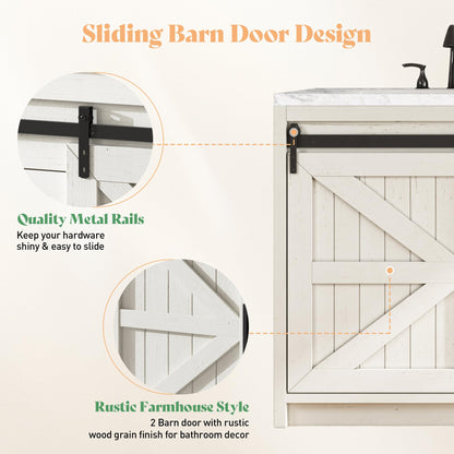 Bourbon Sliding Barn Vanity 60 inch Rustic White