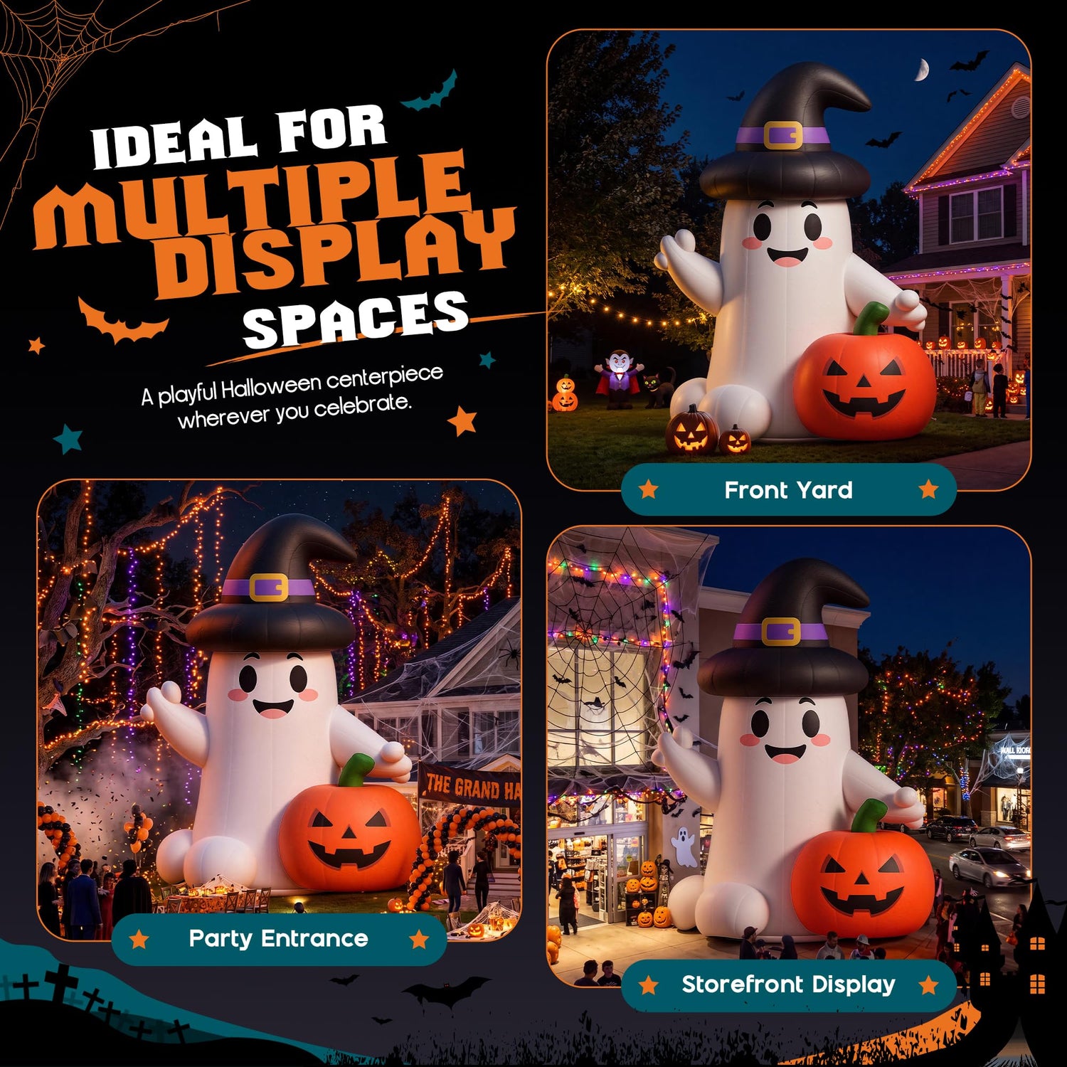 Giant Halloween Inflatable Ghost & Pumpkin-Ghost & Pumpkin Combo-26.2 FT
