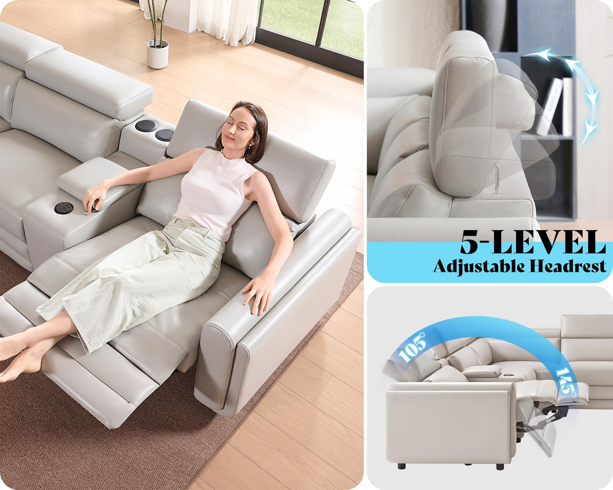 Vesper Dual Power Electric Reclining Sofa-Light Grey
