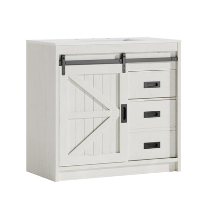 Bourbon Sliding Barn Vanity 36 inch Rustic White