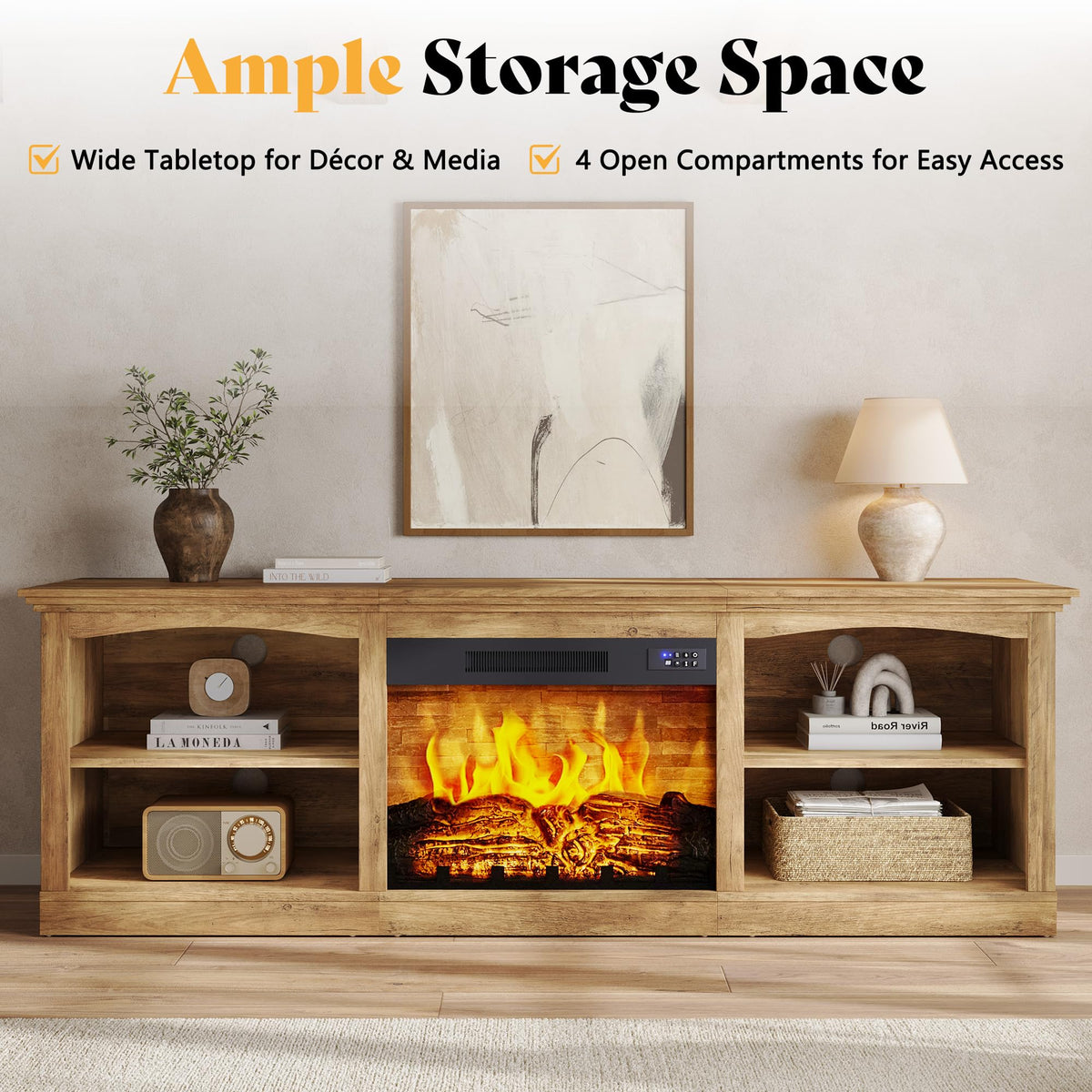 Nexis Farmhouse 70" Fireplace TV Stand