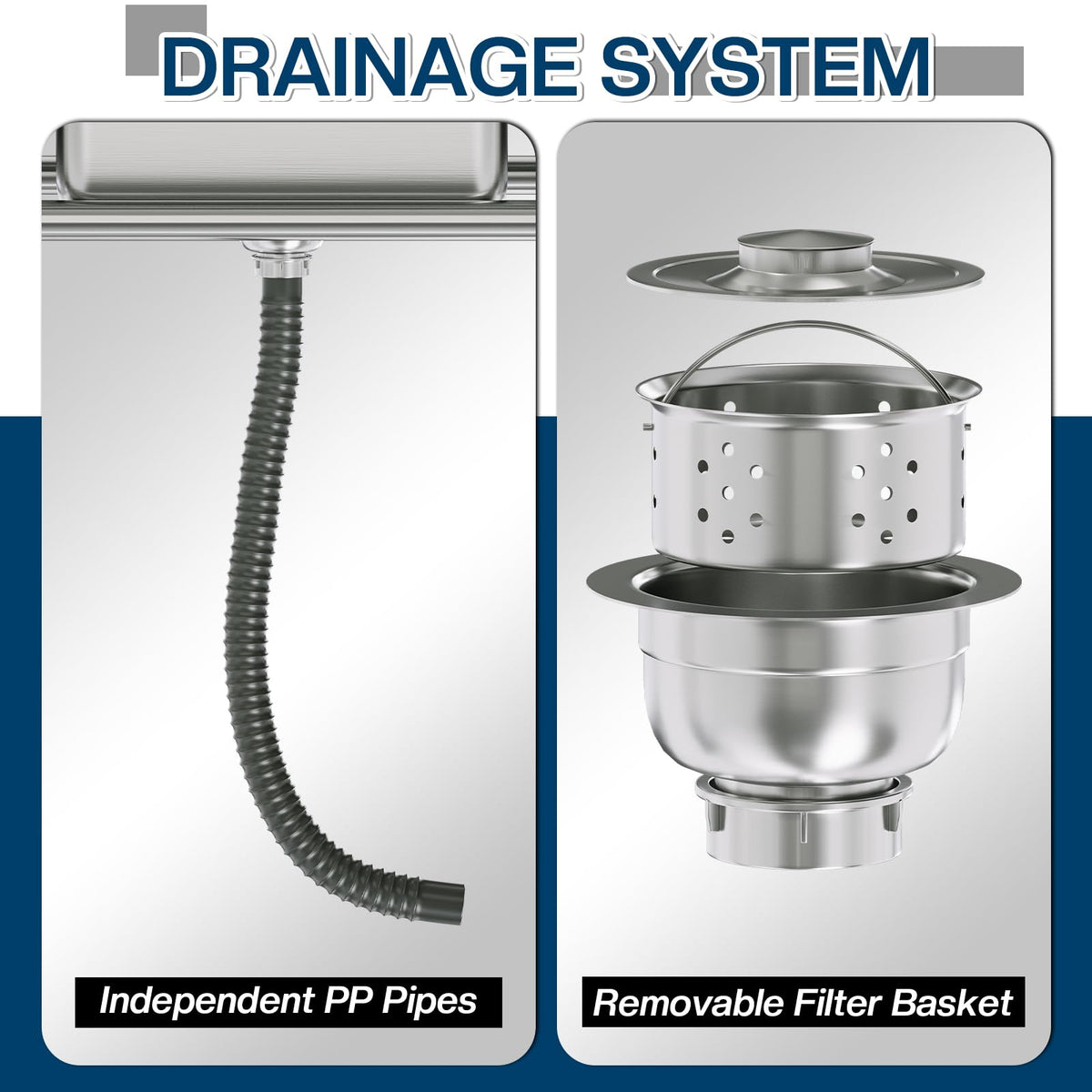 Plinth Stainless Steel Utility Sink with Faucet & Storage-Plinth Stainless Steel Utility Sink with Faucet & Storage-Single Bowl with Right Worktop