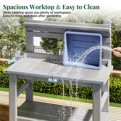 Coop Outdoor Solid Wood Potting Bench-Gray