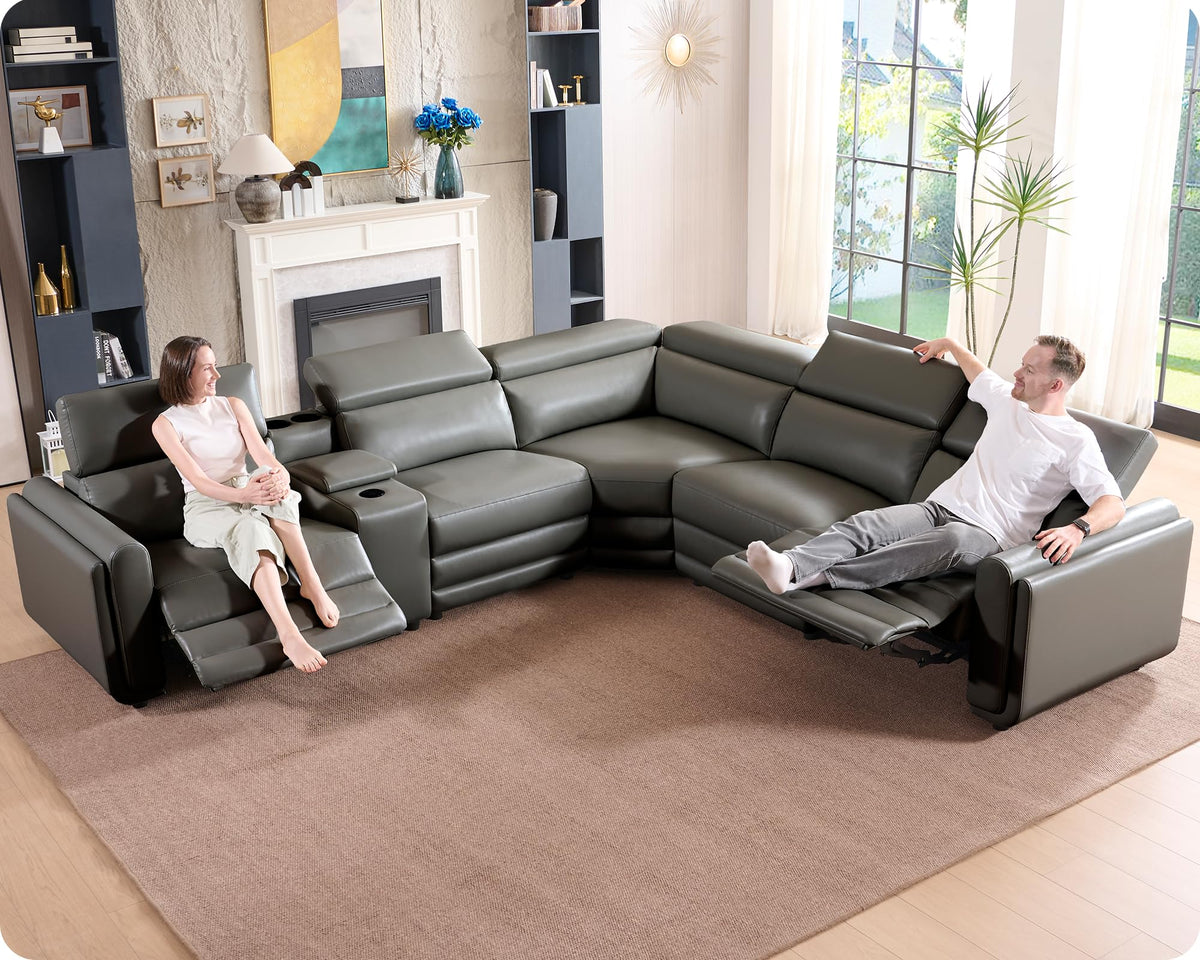 Vesper Dual Power Electric Reclining Sofa-Dark Grey