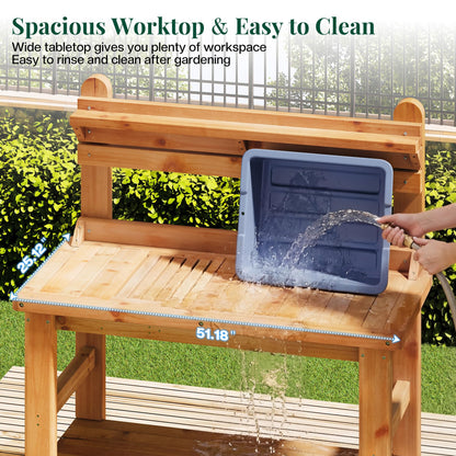 Coop Outdoor Solid Wood Potting Bench-Natural Wood