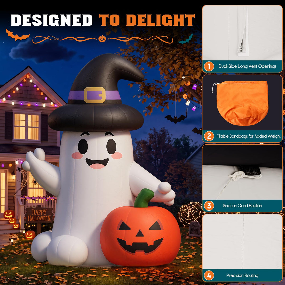 Giant Halloween Inflatable Ghost & Pumpkin-Ghost & Pumpkin Combo-32.8 FT
