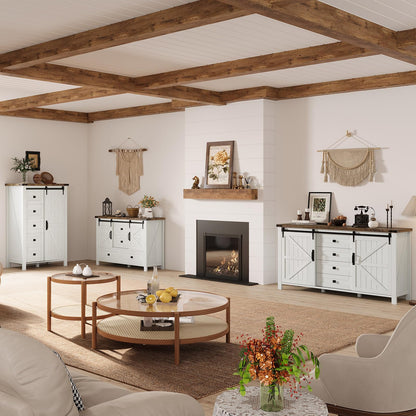 Marlowe Farmhouse Dresser with Drawers-15.8"D x 31.5"W x 48"H (5 Drawers)-Distressed White