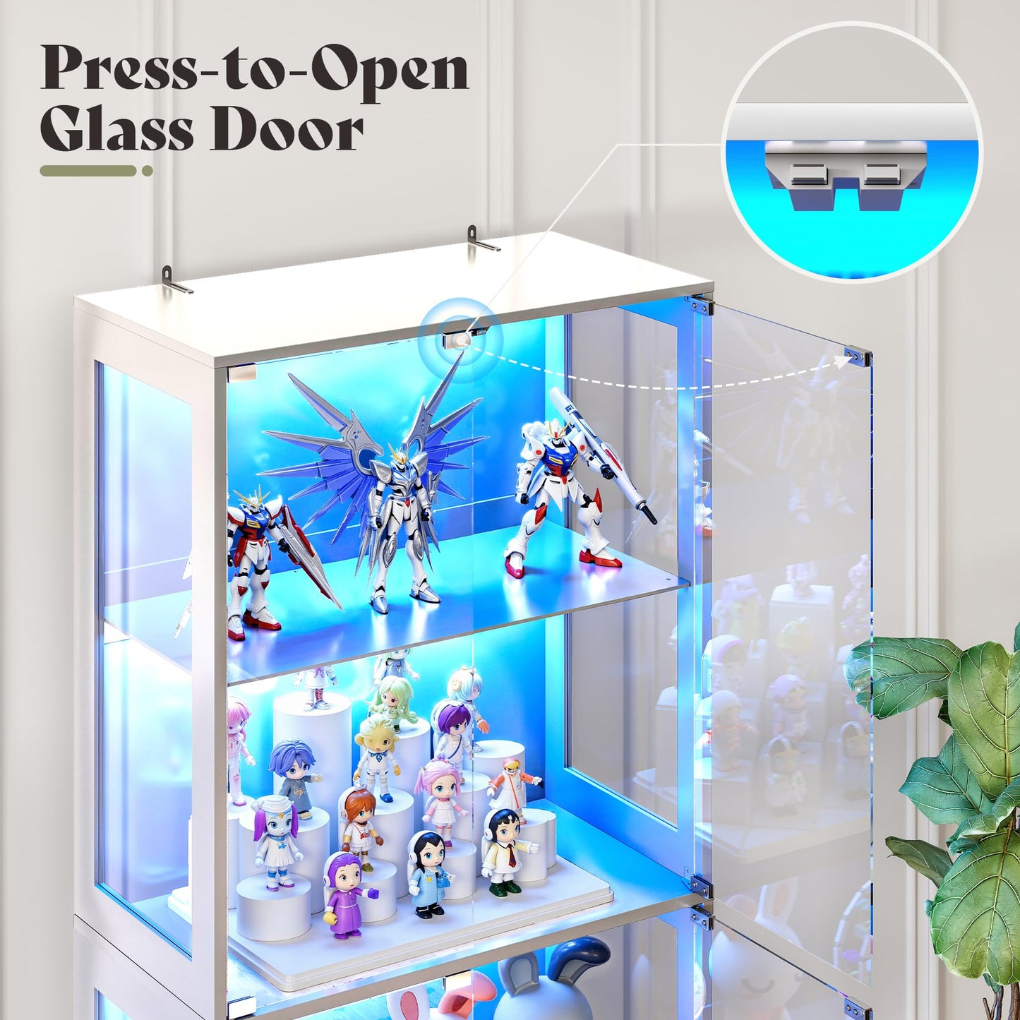 Amerlife Modular Glass Display Cabinet-Glass 2-Door Display Cabinet-White