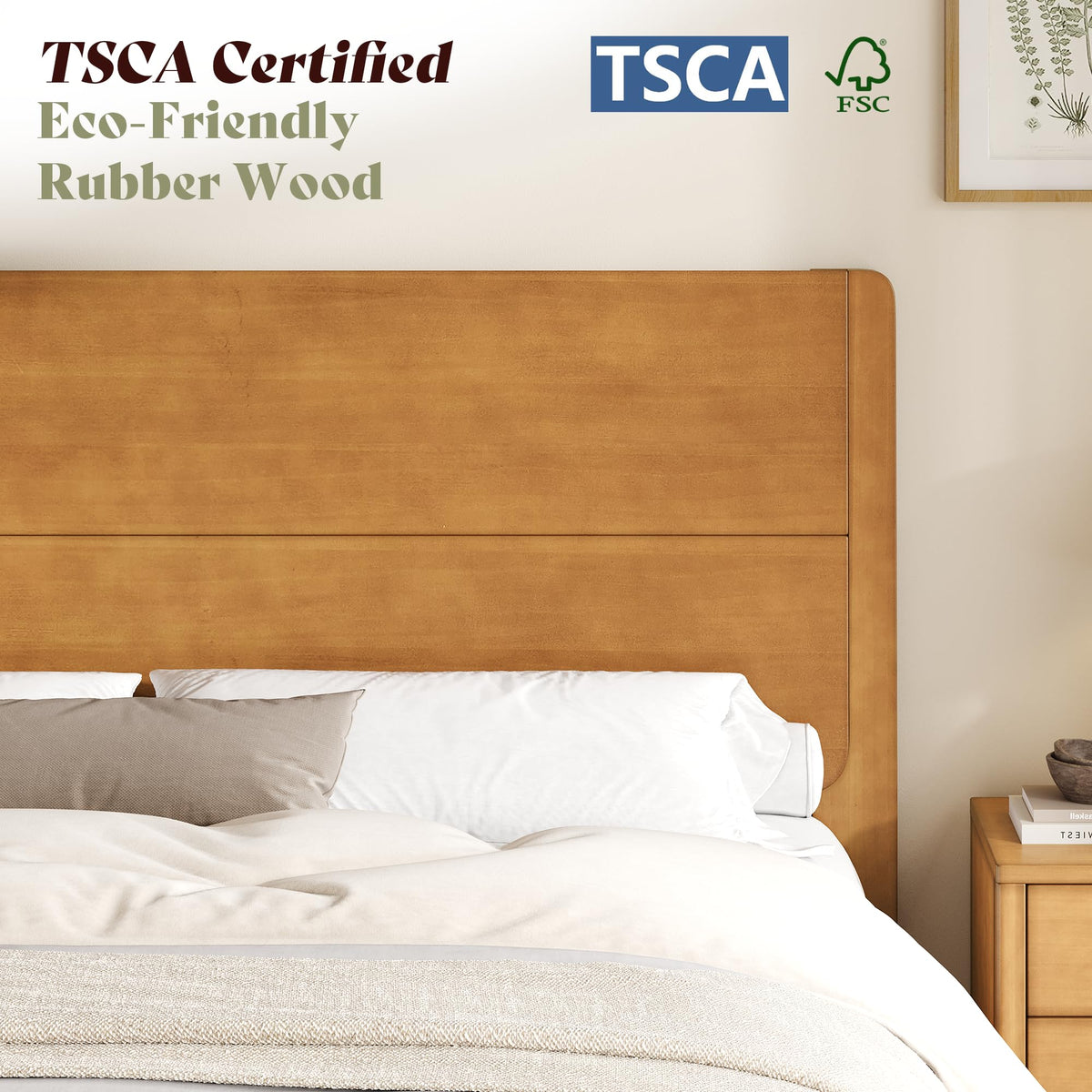 Japanese Joinery Solid Wood King Bed Frame-King-Brown Walnut