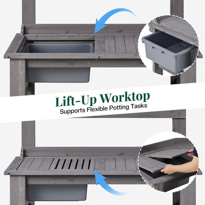 Coop Outdoor Solid Wood Potting Bench-Gray