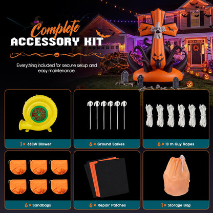 Giant Halloween Inflatable Ghost & Pumpkin-Pumpkin Cross-19.7 FT