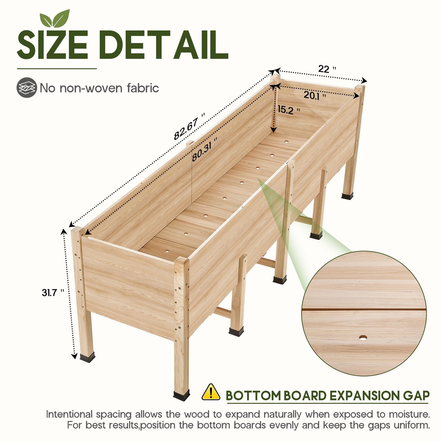 Cultiva Solid Fir Wood Raised Garden Bed-7*2FT