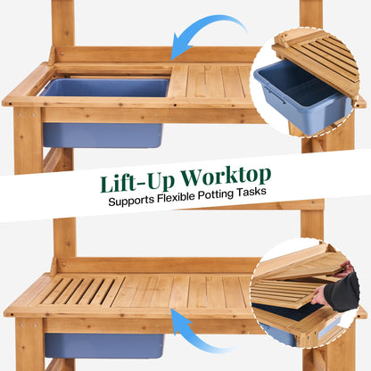 Coop Outdoor Solid Wood Potting Bench-Natural Wood
