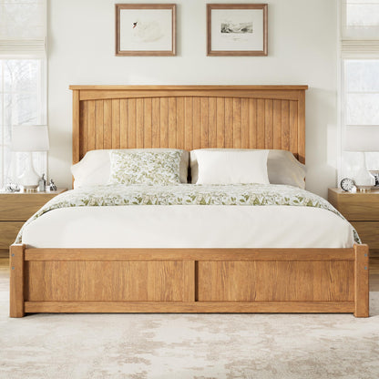 Solid Wood Platform Bed Frame-Full-Warm Brown