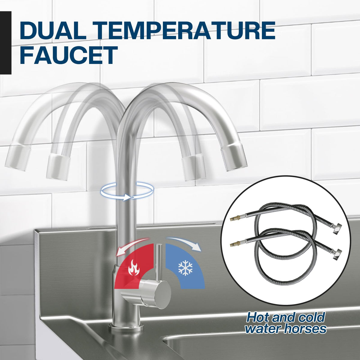 Plinth Stainless Steel Utility Sink with Faucet & Storage-Single Bowl with Right Worktop