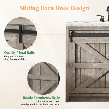 Bourbon Sliding Barn Vanity 60 inch Light Grey